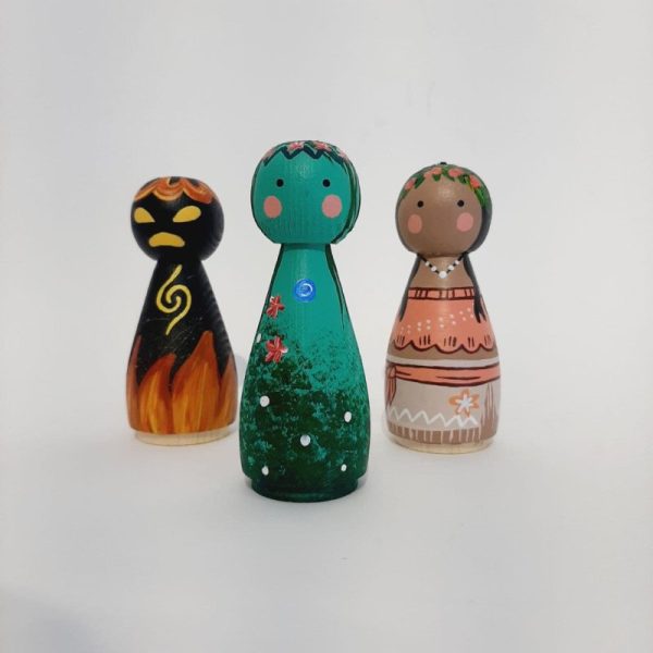 عروسک چوبی مدل سرخپوست ها مجموعه ۳ عددی